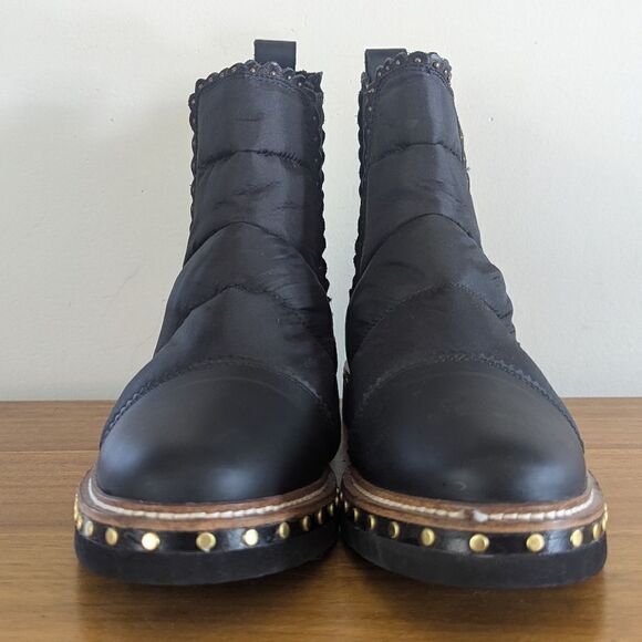 Free People Leather Studded Bootie 39/9 Whimsigoth Boho Dark Academia Maximalist - Picture 5 of 13